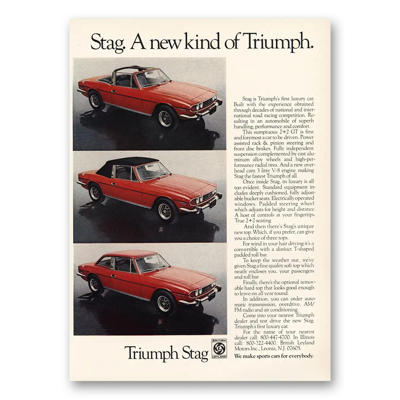 1973 Triumph Stag Print Ad | New Kind Triumph First Luxury Car