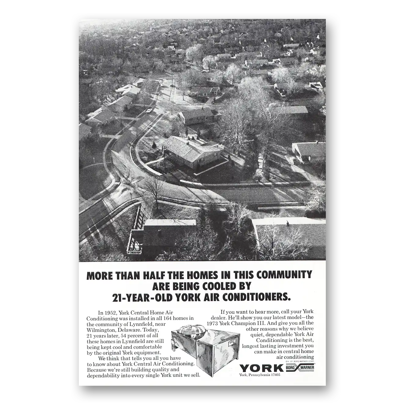 1973 York Air Conditioning Print Ad | Half Homes