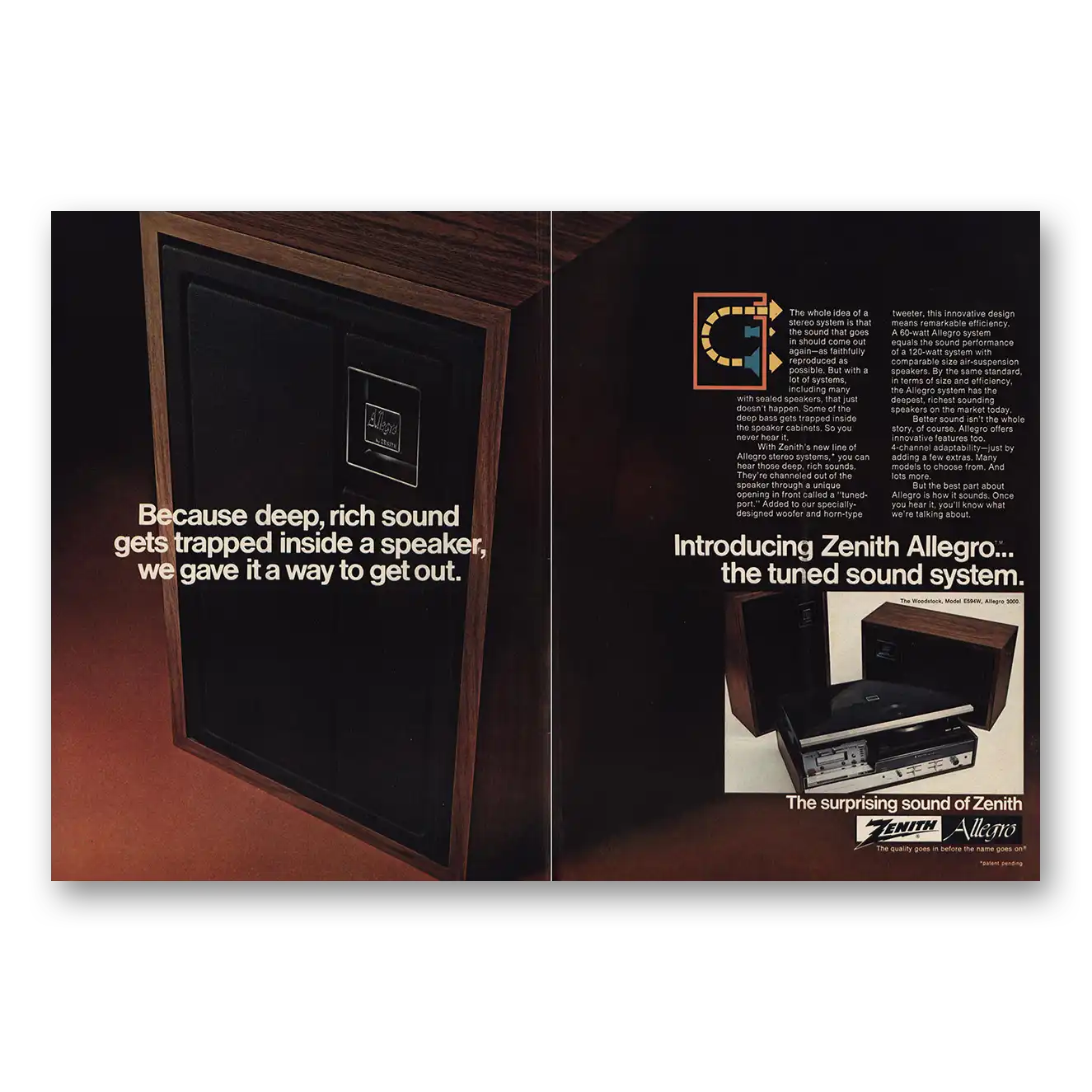 1973 Zenith Stereo Print Ad | Allegro Stereo