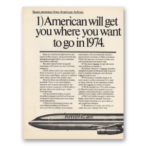 1974 American Airlines Print Ad | Where You Want