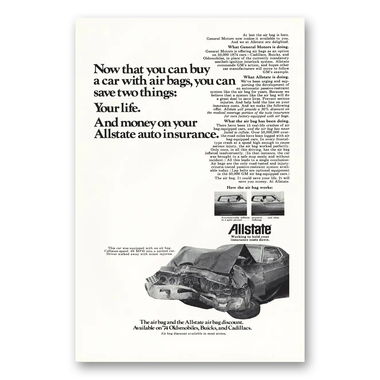 1974 Allstate Insurance Print Ad | Air Bags