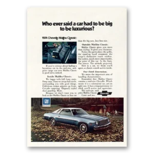 1974 Chevrolet Malibu Print Ad | Had To Be Big