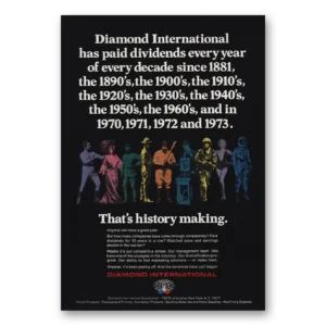 1974 Diamond International Print Ad | Paid Dividends