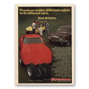 1974 Firestone Tires Print Ad | Different Radials Fit Different Cars