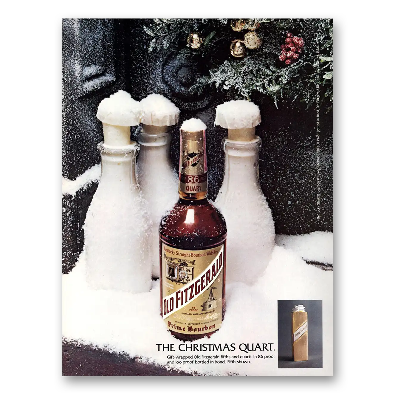 1974 Old Fitzgerald Whiskey Print Ad | Christmas Quart