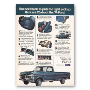 1974 Ford Pickup Print Ad | Pick Right Pickup