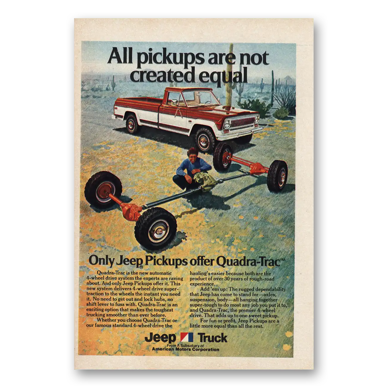 1974 Jeep Trucks Print Ad | All Pickups Are Not Created Equal