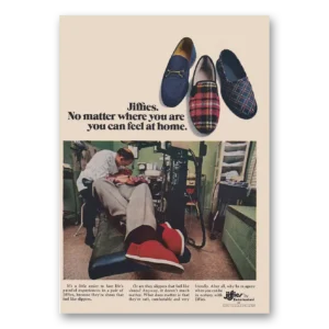 1974 Jiffies Slippers Print Ad | No Matter Where