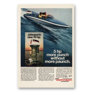 1974 Johnson Motors Print Ad | More Punch Without Paunch