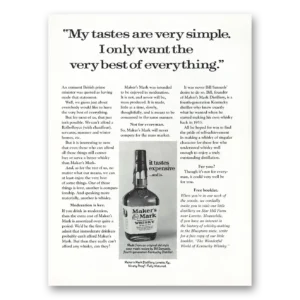 1974 Makers Mark Whisky Print Ad | My Tastes