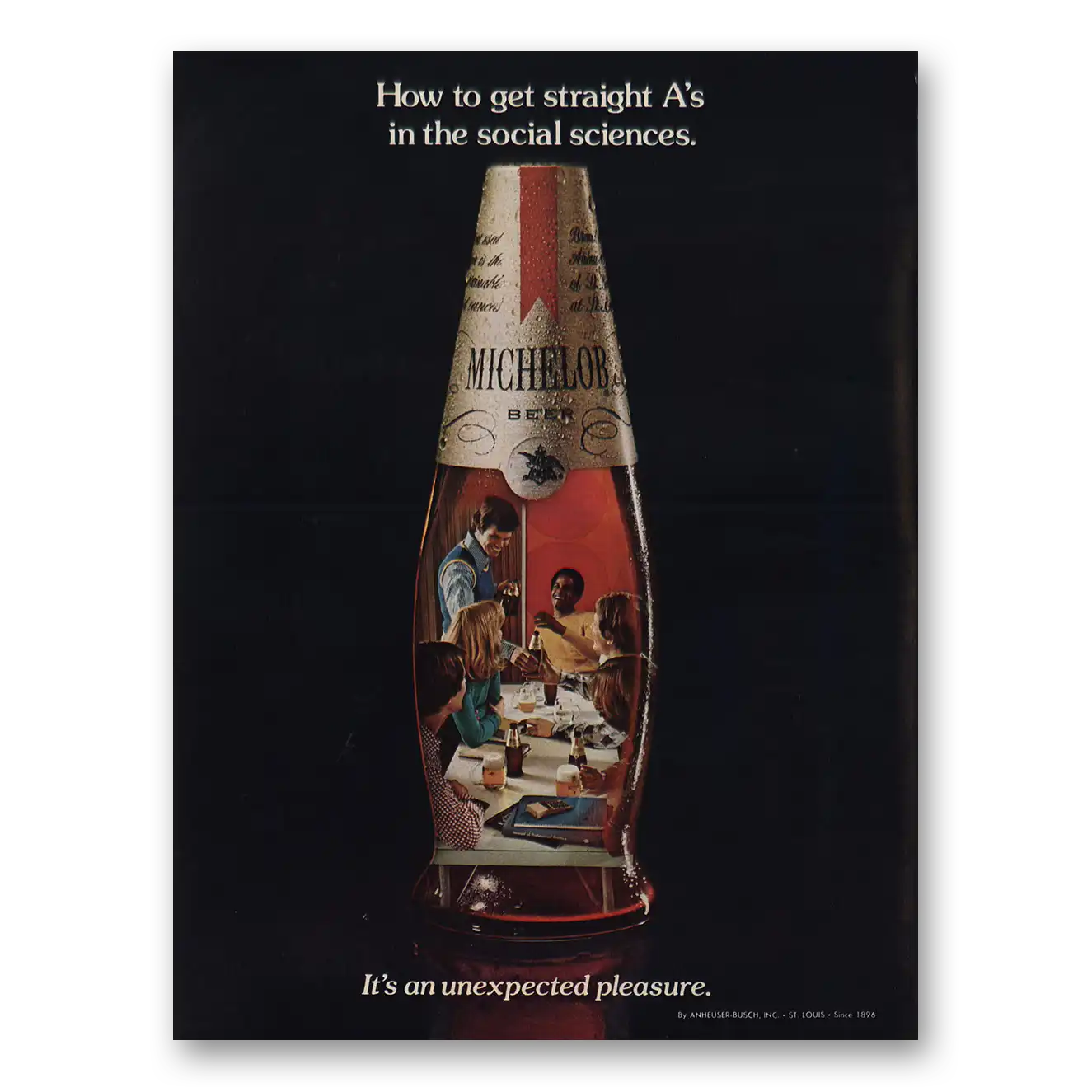 1974 Michelob Beer Print Ad | Get Straight As In Social Sciences