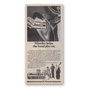 1974 Minolta Camera Print Ad | Helps Band Play On