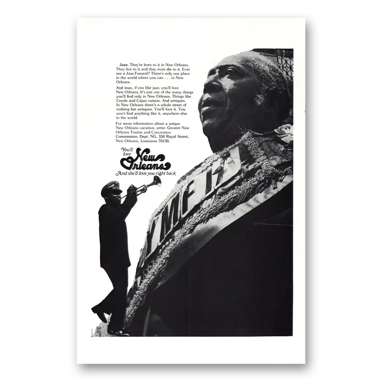1974 New Orleans Louisiana Print Ad | Jazz Born