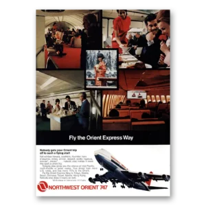 1972 Northwest Orient Airlines Print Ad | Fly Orient Express Way 747