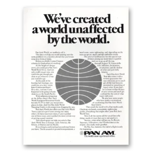 1974 Pan Am Print Ad | Created World Unaffected By World