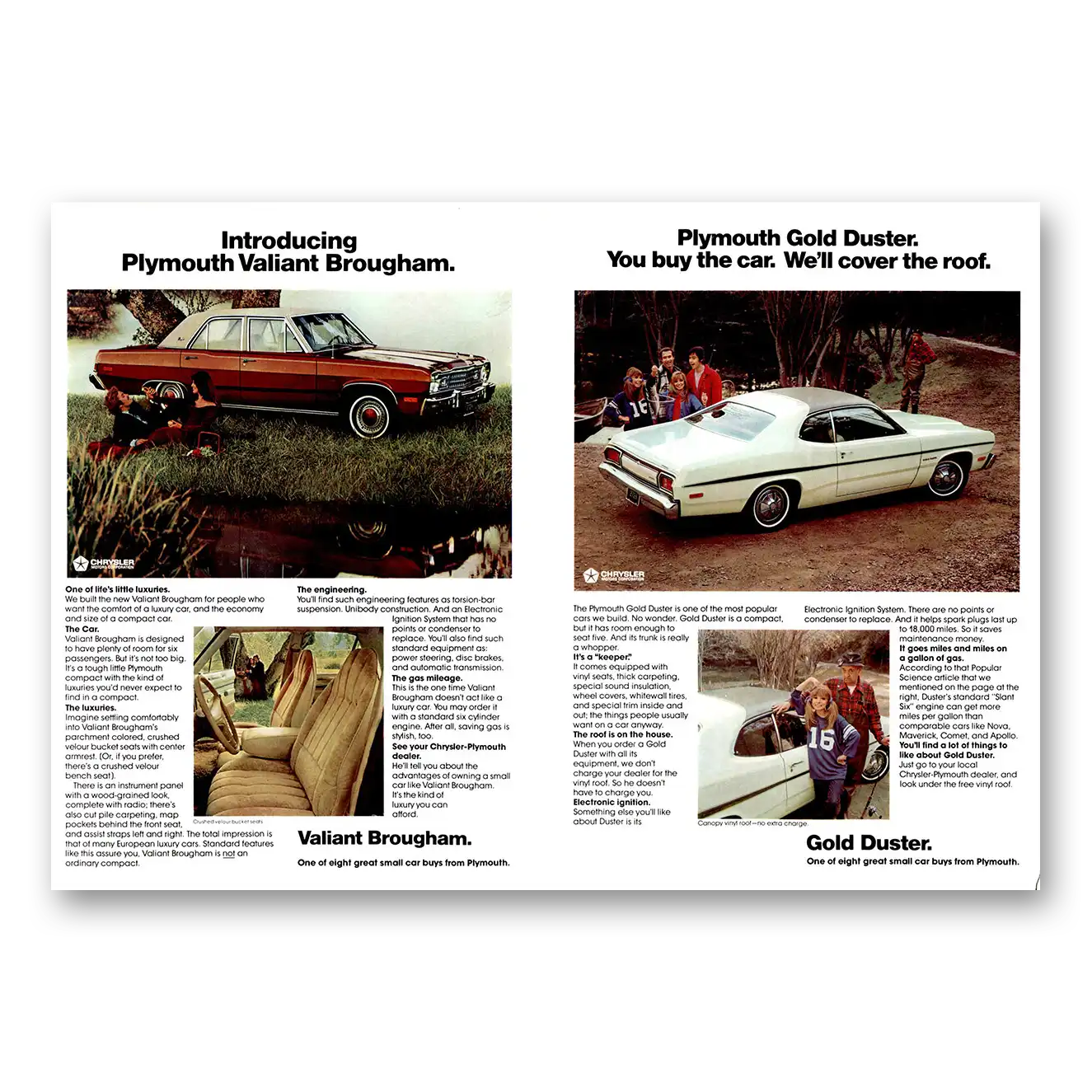 1974 Plymouth Valiant Print Ad | Scamp Gold Duster