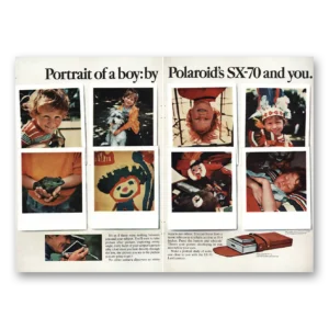 1974 Polaroid SX70 Camera Print Ad | Portrait Boy