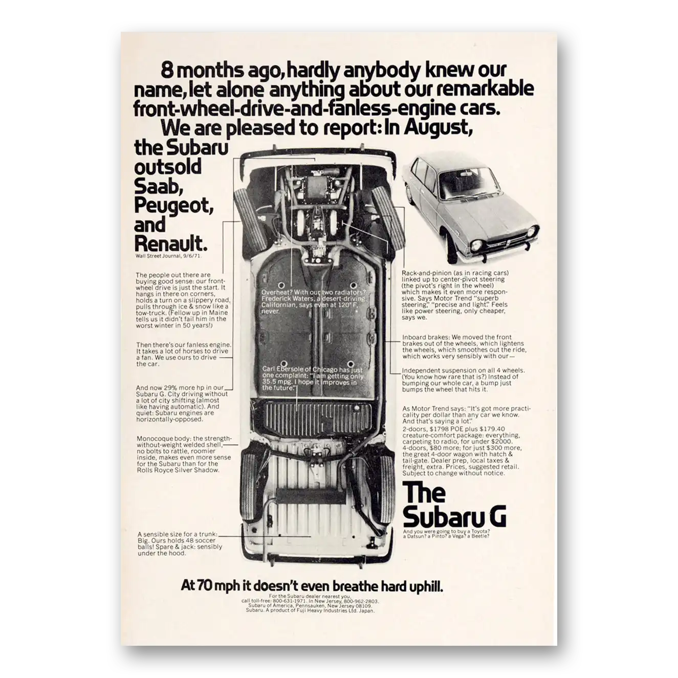1974 Subaru G Print Ad | Hardly Anybody
