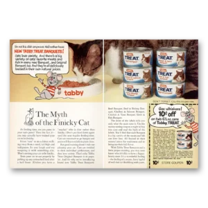 1974 Tabby Cat Food Print Ad | Finicky Cat
