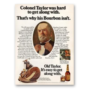 1974 Old Taylor Bourbon Whiskey Print Ad | Colonel Taylor