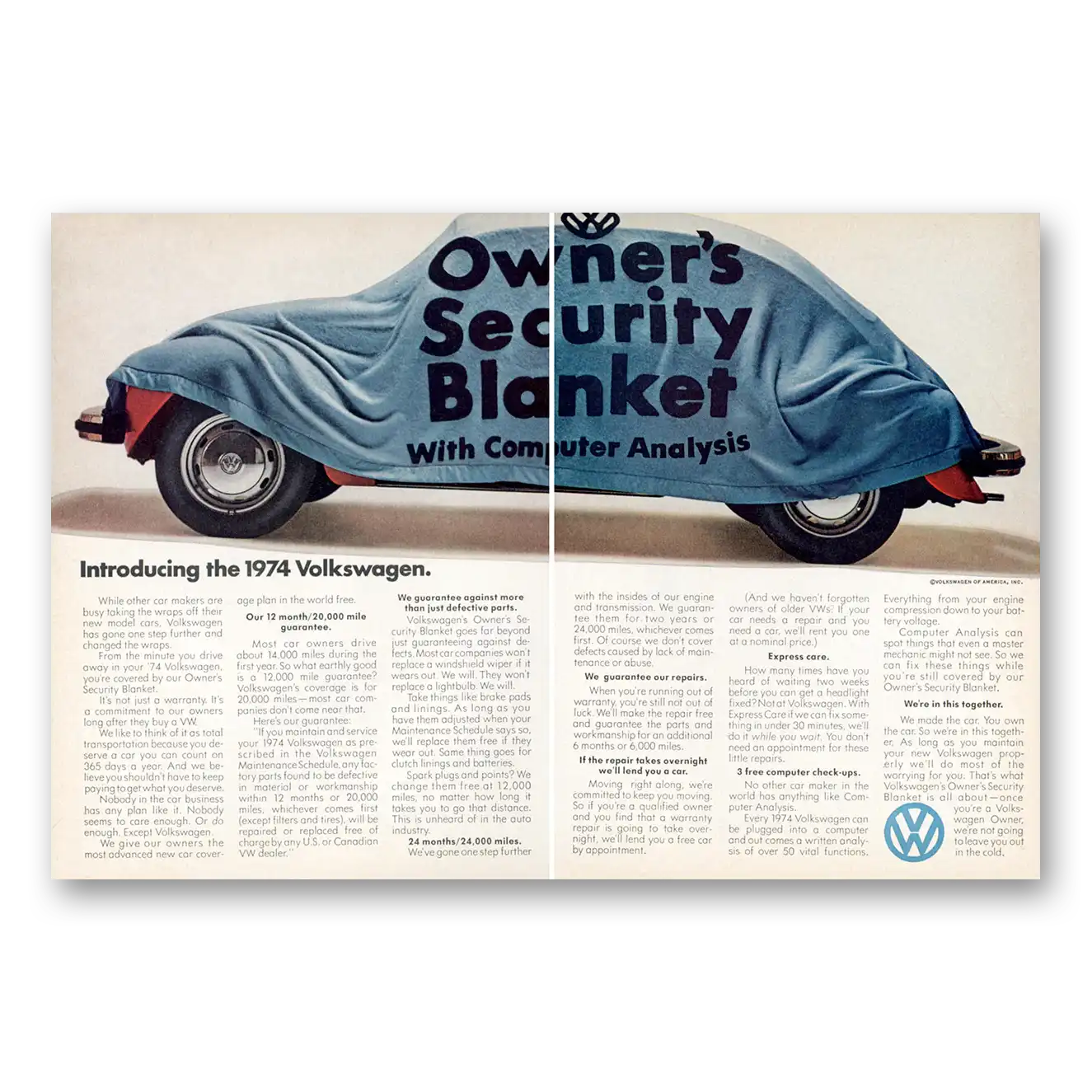 1973 Volkswagen Beetle Print Ad | Security Blanket
