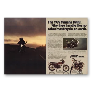 1974 Yamaha Motorcycles Print Ad | Twins Handle Like No Other
