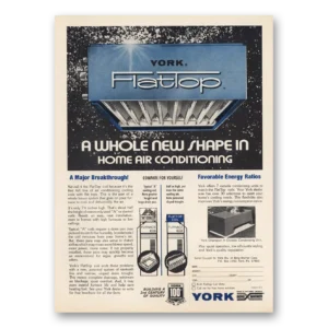 1974 York Air Conditioning Print Ad | Flat Top Whole New Shape In Home Air Conditioning