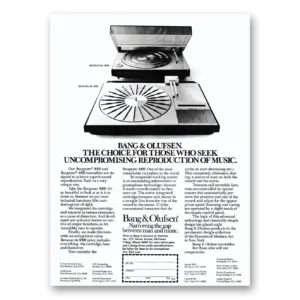 1975 Bang and Olufsen Print Ad | Uncompromising
