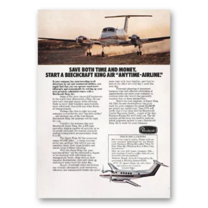 1975 Beechcraft King Air Print Ad | Anytime Airline