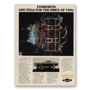 1975 Chevrolet Vega Print Ad | Cosworth One Vega Price Of Two