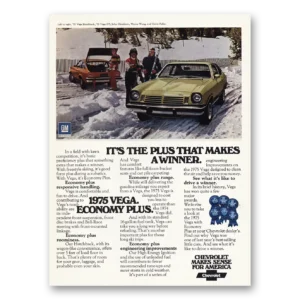 1975 Chevrolet Vega Print Ad | Plus That Makes Winner