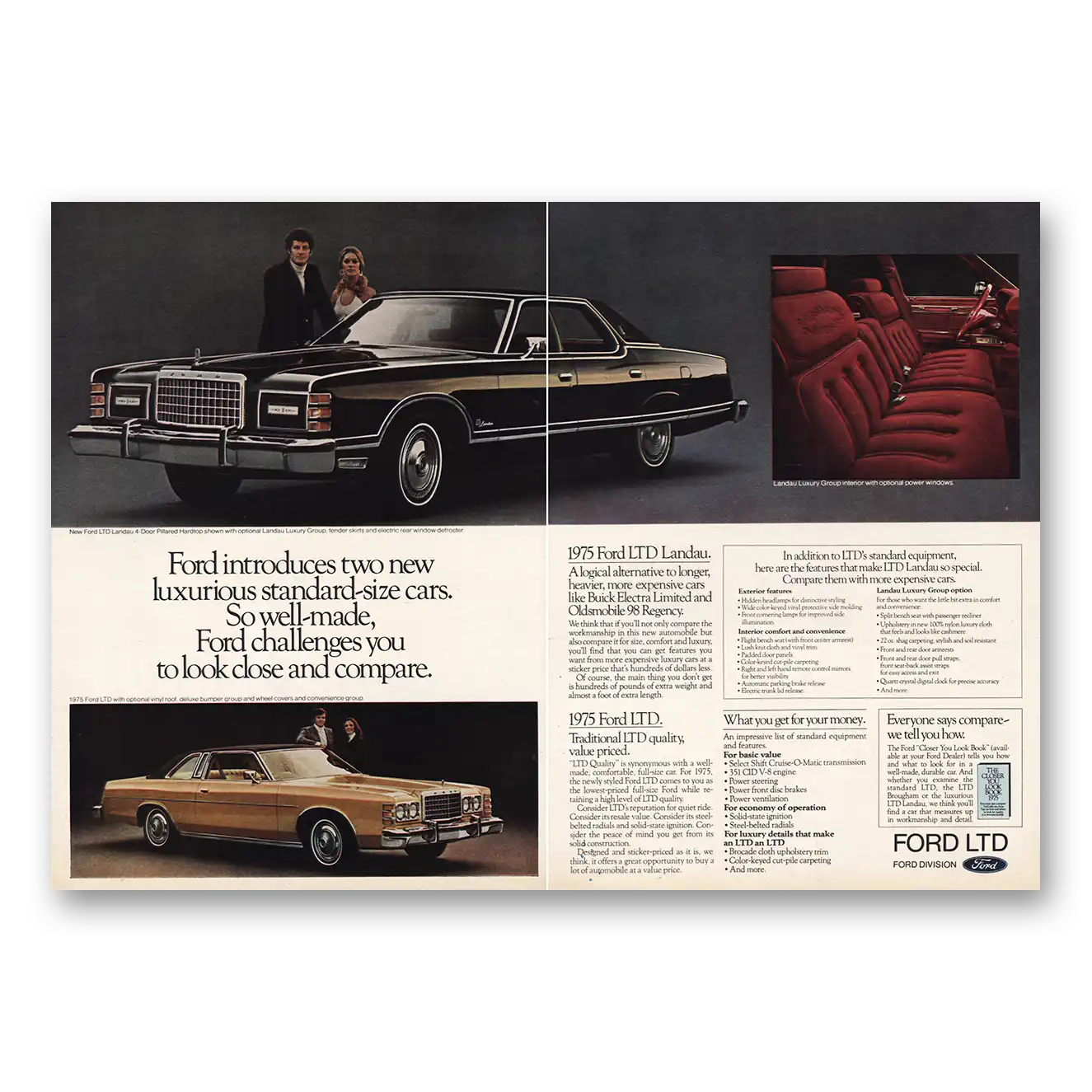 1975 Ford LTD Print Ad | Luxurious Standard Size