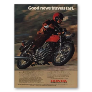 1975 Honda Motorcycle Print Ad | Good News Travels Fast