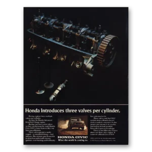 1975 Honda Civic Print Ad | Three Valves Per Cylinder
