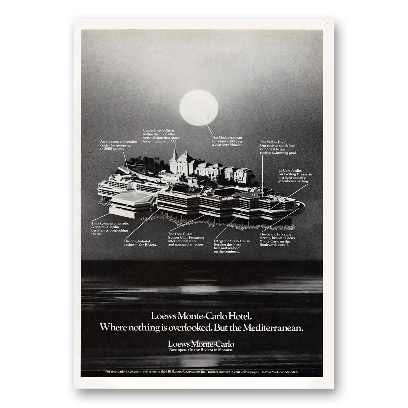 1975 Loews Monte Carlo Hotel Print Ad | Nothing Overlooked