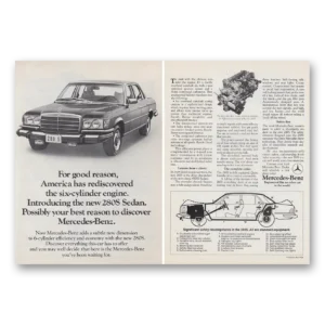 1974 Mercedes Benz 280S Sedan Print Ad | Six Cylinder Engine