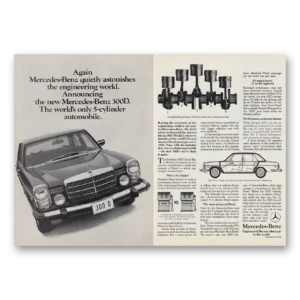 1975 Mercedes Benz 300D Print Ad | Quietly Astonishes Engineering World
