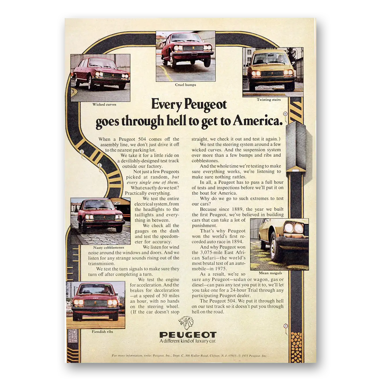 1975 Peugeot 504 Print Ad | Through Hell