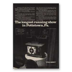 1975 Sony Portable TV Print Ad | Longest Running Show Pottstown Pa