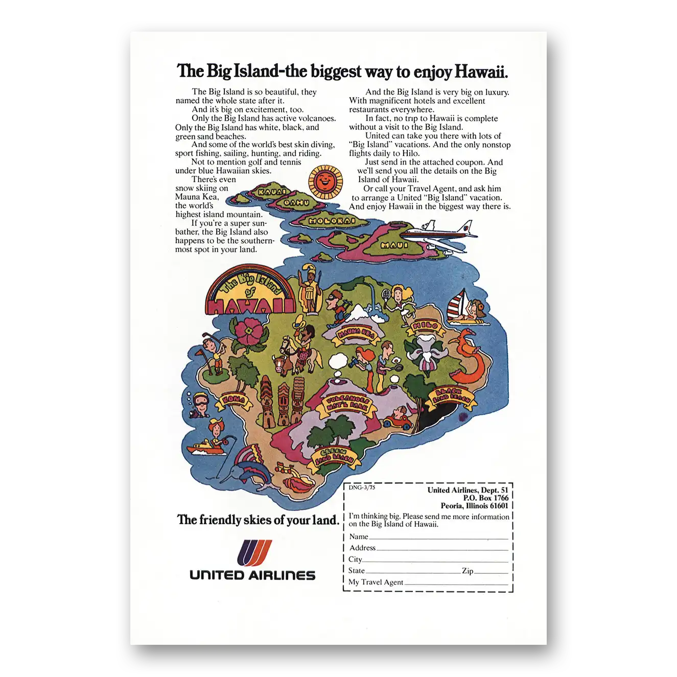 1975 United Airlines Print Ad | Big Island Hawaii
