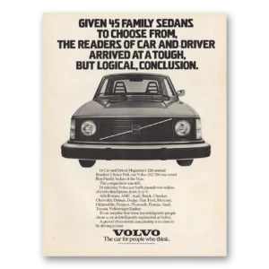 1975 Volvo Print Ad | Given 45 Family Sedans