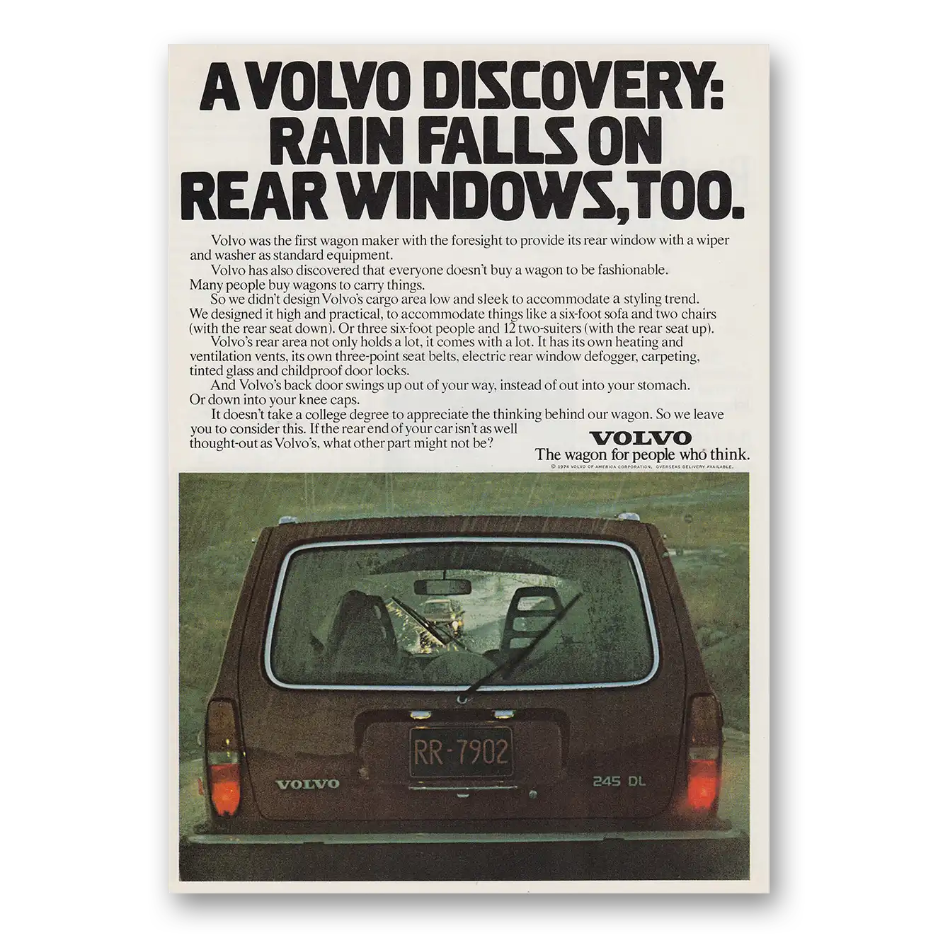 1975 Volvo Wagon Print Ad | Rain Falls