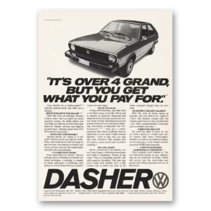 1975 Volkswagen Dasher Print Ad | Over 4 Grand