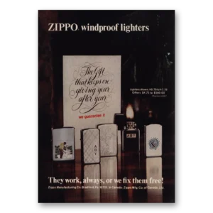 1975 Zippo Lighter Print Ad | Windproof Lighters