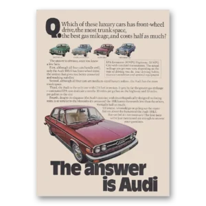 1976 Audi Print Ad | Front Wheel Drive
