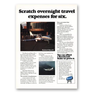 1976 Beechcraft Baron Print Ad | Overnight Travel