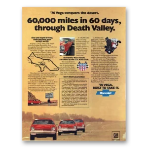 1976 Chevrolet Vega Print Ad | Death Valley