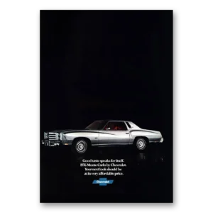 1975 Chevrolet Monte Carlo Print Ad | Good Taste