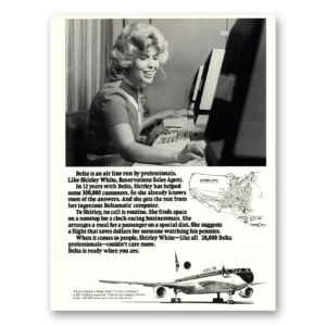 1976 Delta Air Lines Print Ad | Shirley White