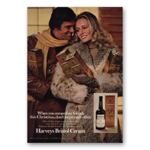 1976 Harveys Bristol Cream Print Ad | Remember Friends Christmas